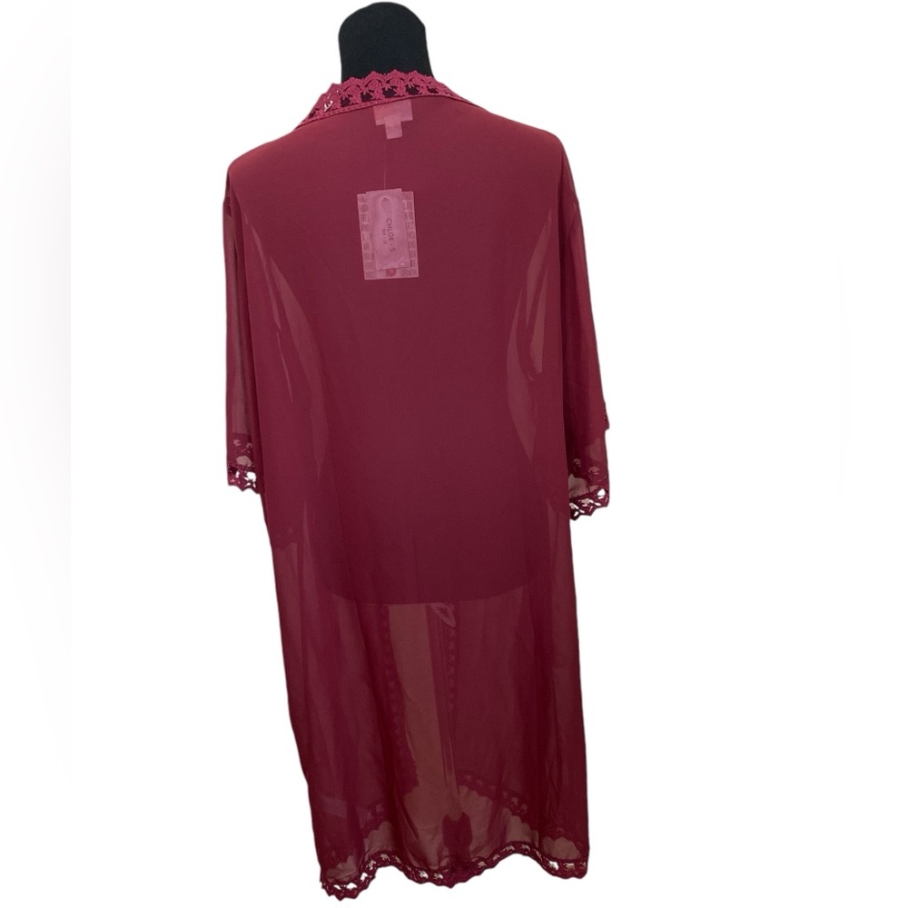 LulaRoe Chloe wine boho chiffon open duster - Picture 3 of 3